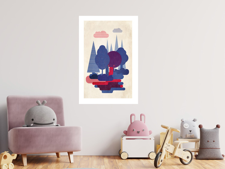 Wall Poster Forest Dwellers - abstract colorful forest with figures and a funny character 129907 additionalImage 14