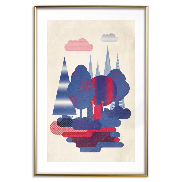 Wall Poster Forest Dwellers - abstract colorful forest with figures and a funny character 129907 additionalImage 16