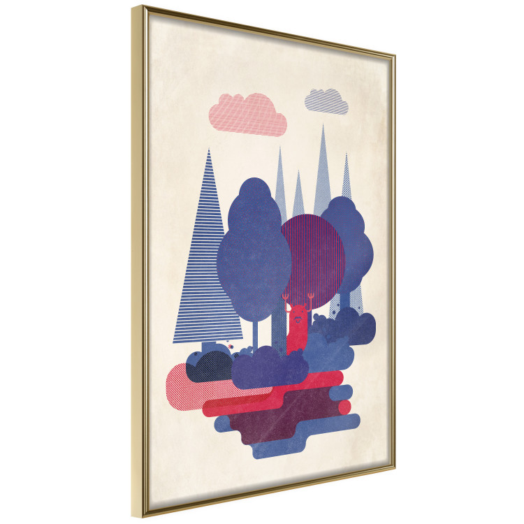 Wall Poster Forest Dwellers - abstract colorful forest with figures and a funny character 129907 additionalImage 5