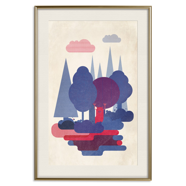 Wall Poster Forest Dwellers - abstract colorful forest with figures and a funny character 129907 additionalImage 20