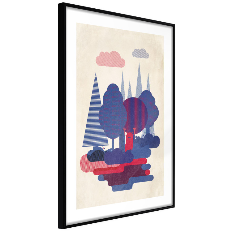 Wall Poster Forest Dwellers - abstract colorful forest with figures and a funny character 129907 additionalImage 3