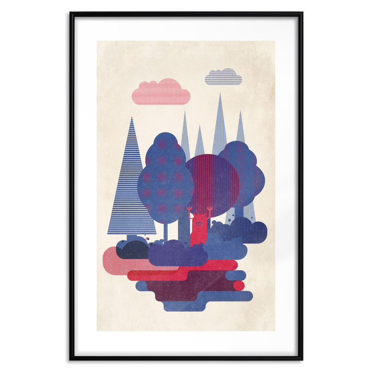 Wall Poster Forest Dwellers - abstract colorful forest with figures and a funny character 129907 additionalImage 15