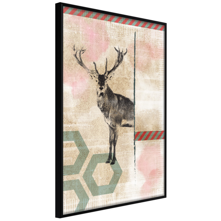 Wall Poster Lost Stag - abstract animal among figures on a light background 131807 additionalImage 2