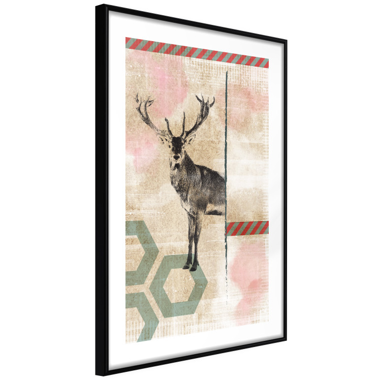 Wall Poster Lost Stag - abstract animal among figures on a light background 131807 additionalImage 12