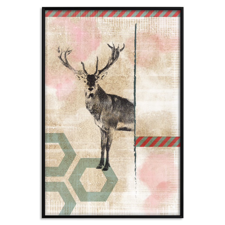 Wall Poster Lost Stag - abstract animal among figures on a light background 131807 additionalImage 18