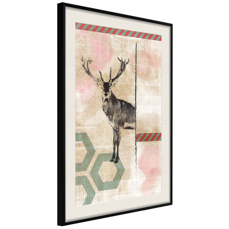 Wall Poster Lost Stag - abstract animal among figures on a light background 131807 additionalImage 14