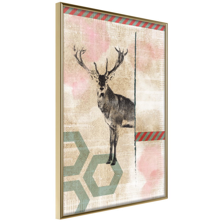Wall Poster Lost Stag - abstract animal among figures on a light background 131807 additionalImage 3