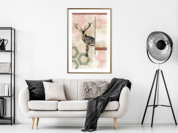 Wall Poster Lost Stag - abstract animal among figures on a light background 131807 additionalImage 15