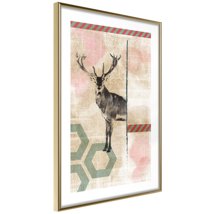 Wall Poster Lost Stag - abstract animal among figures on a light background 131807 additionalImage 11