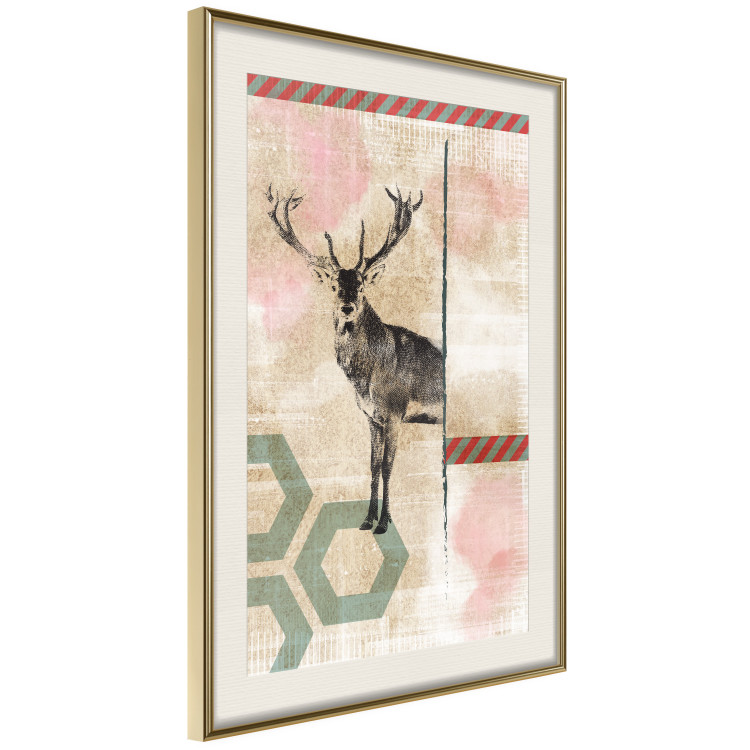 Wall Poster Lost Stag - abstract animal among figures on a light background 131807 additionalImage 13