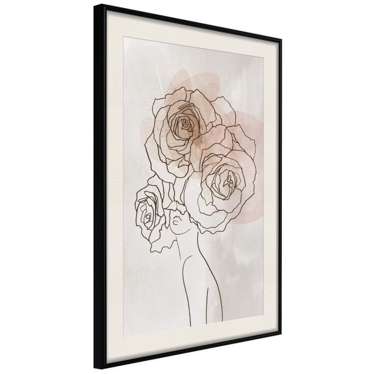 Poster Anna and Roses - abstract black line art of a woman with flowers in her hair 132207 additionalImage 2