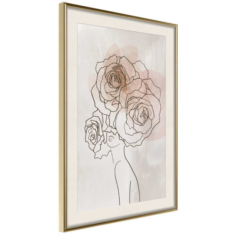 Poster Anna and Roses - abstract black line art of a woman with flowers in her hair 132207 additionalImage 3