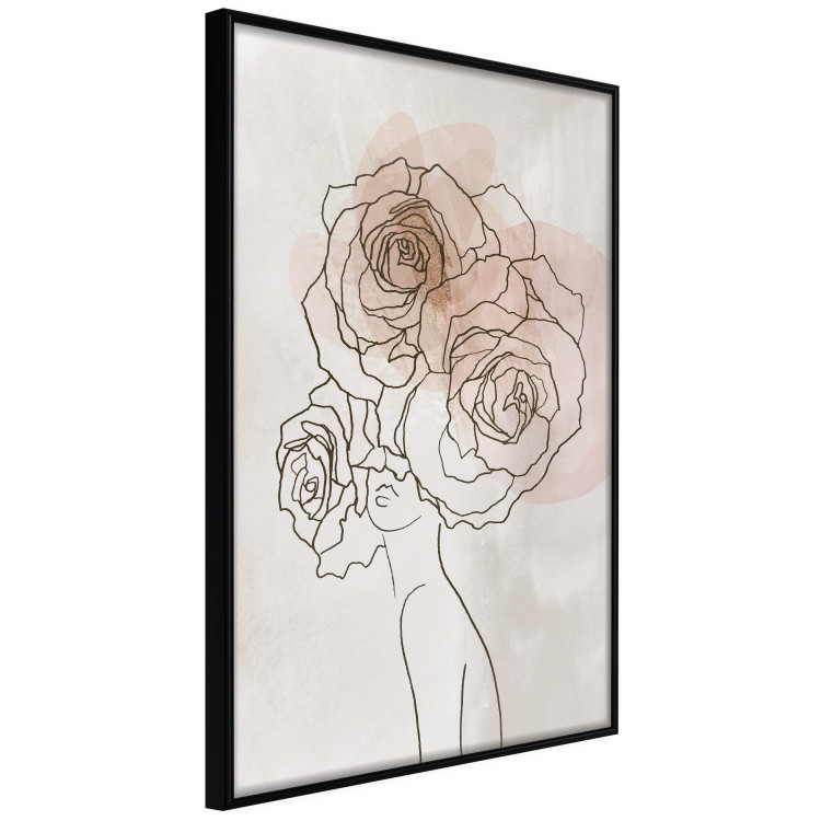 Poster Anna and Roses - abstract black line art of a woman with flowers in her hair 132207 additionalImage 13