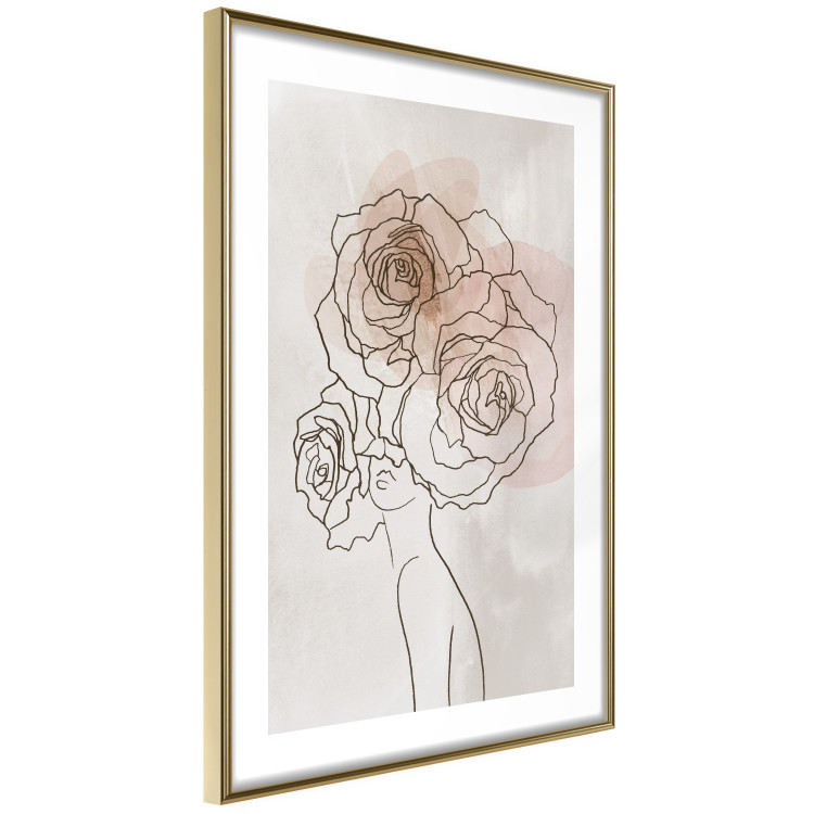 Poster Anna and Roses - abstract black line art of a woman with flowers in her hair 132207 additionalImage 9