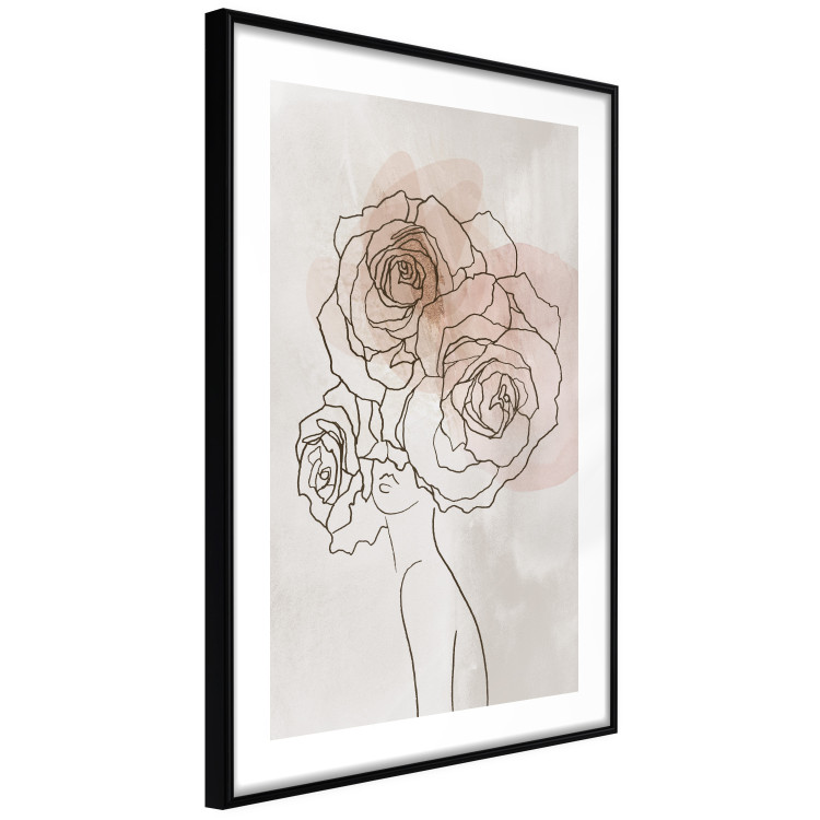 Poster Anna and Roses - abstract black line art of a woman with flowers in her hair 132207 additionalImage 8