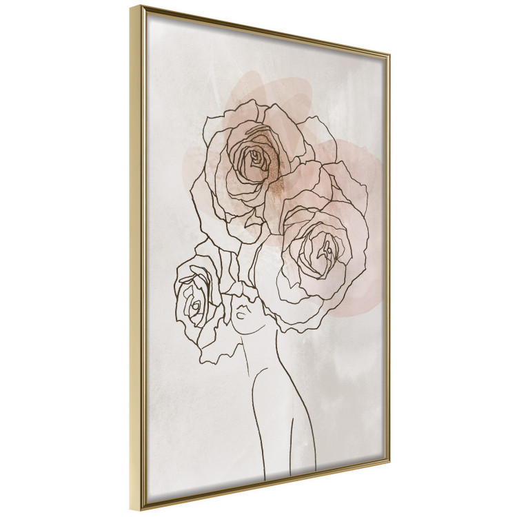Poster Anna and Roses - abstract black line art of a woman with flowers in her hair 132207 additionalImage 12