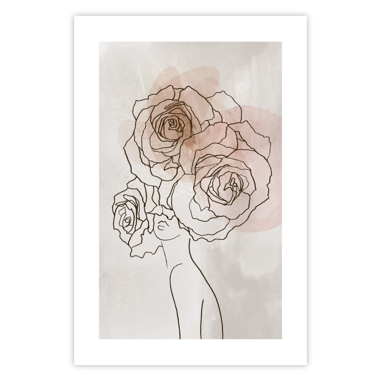 Poster Anna and Roses - abstract black line art of a woman with flowers in her hair 132207 additionalImage 25