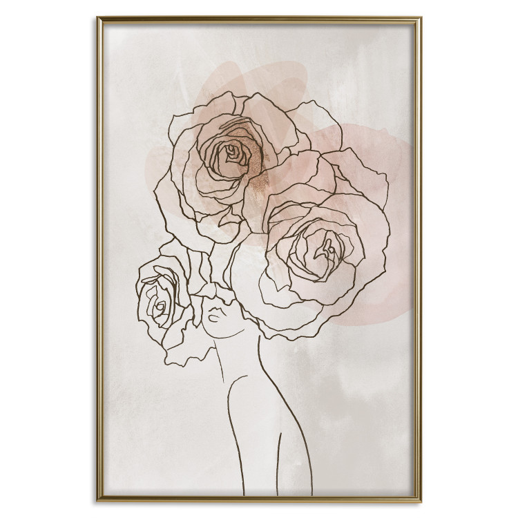 Poster Anna and Roses - abstract black line art of a woman with flowers in her hair 132207 additionalImage 21