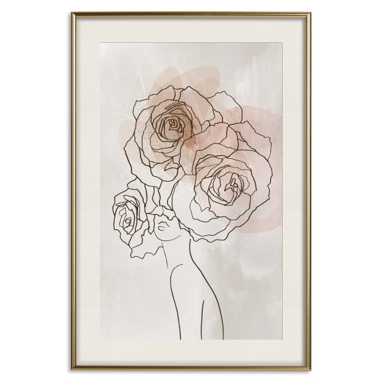 Poster Anna and Roses - abstract black line art of a woman with flowers in her hair 132207 additionalImage 20
