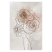 Poster Anna and Roses - abstract black line art of a woman with flowers in her hair 132207