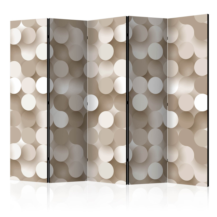 Room Divider Screen Golden Grid II (5-piece) - composition in geometric light pattern 133007