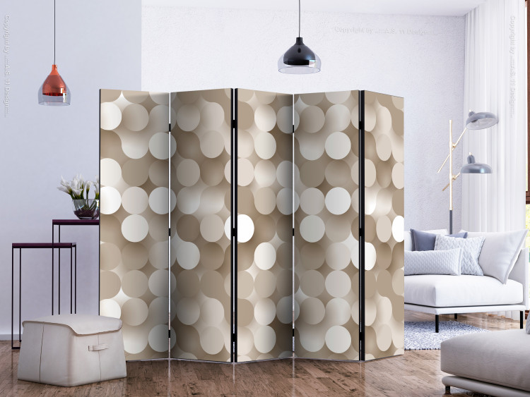 Room Divider Screen Golden Grid II (5-piece) - composition in geometric light pattern 133007 additionalImage 2