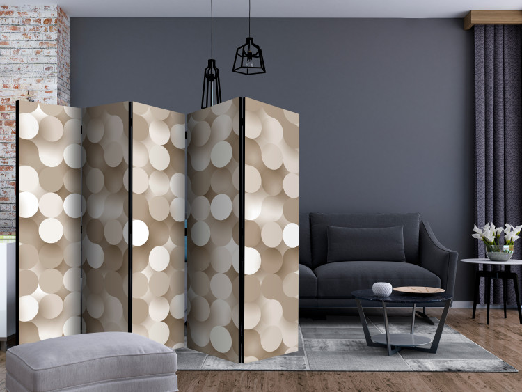 Room Divider Screen Golden Grid II (5-piece) - composition in geometric light pattern 133007 additionalImage 4