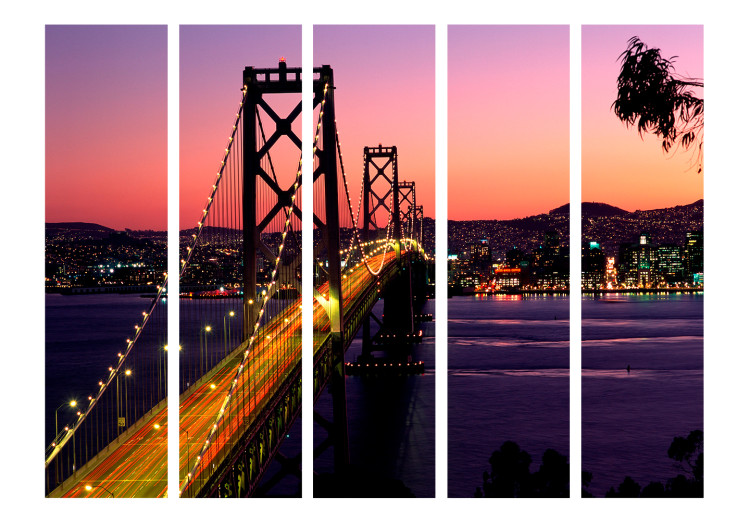 Room Divider Charming Evening in San Francisco II (5-piece) - architecture at night 133107 additionalImage 3