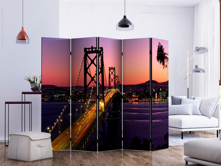 Room Divider Charming Evening in San Francisco II (5-piece) - architecture at night 133107 additionalImage 2