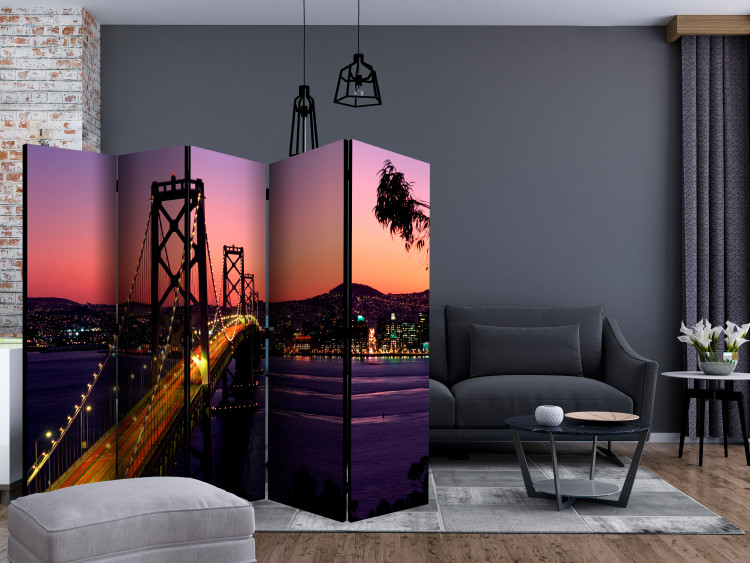 Room Divider Charming Evening in San Francisco II (5-piece) - architecture at night 133107 additionalImage 4
