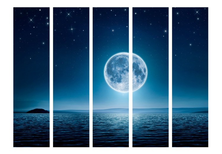 Room Divider Moonlit Night II (5-piece) - landscape of sky and calm sea 133207 additionalImage 3