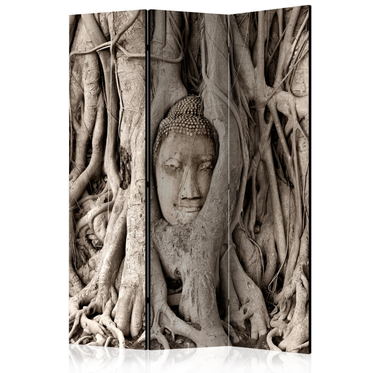 Room Divider Buddha Tree (3-piece) - sacred figure amidst thick roots 133307