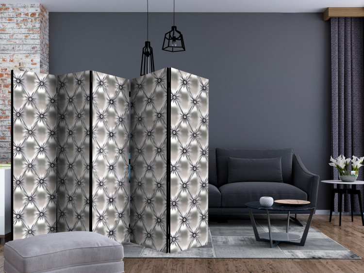 Folding Screen White Queen II (5-piece) - elegant composition in gray pattern 133507 additionalImage 4