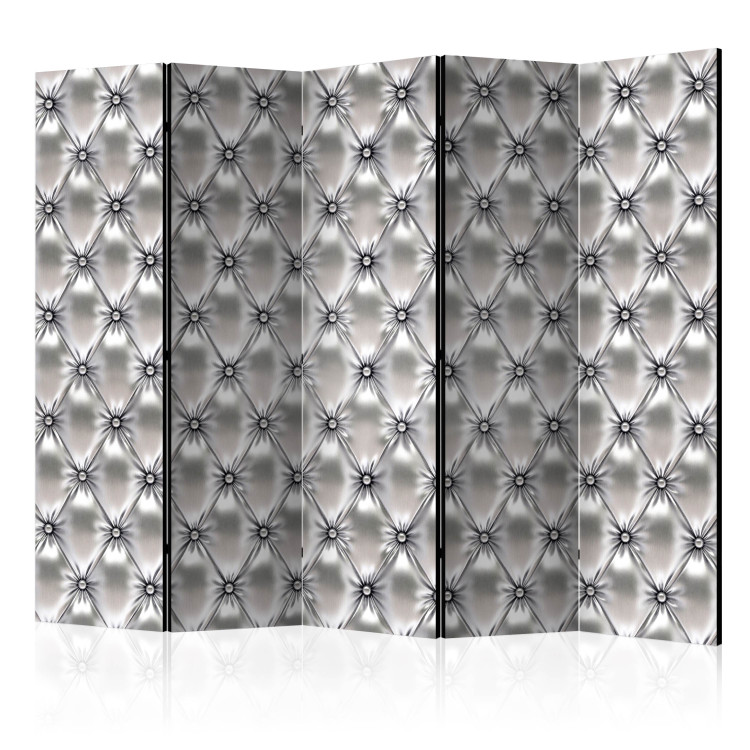 Folding Screen White Queen II (5-piece) - elegant composition in gray pattern 133507