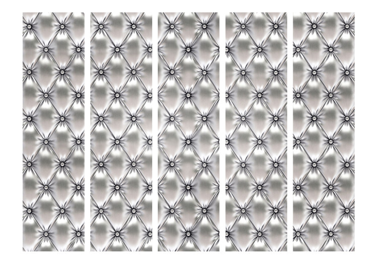 Folding Screen White Queen II (5-piece) - elegant composition in gray pattern 133507 additionalImage 3