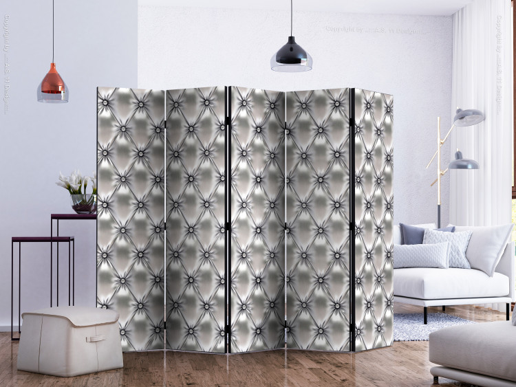 Folding Screen White Queen II (5-piece) - elegant composition in gray pattern 133507 additionalImage 2