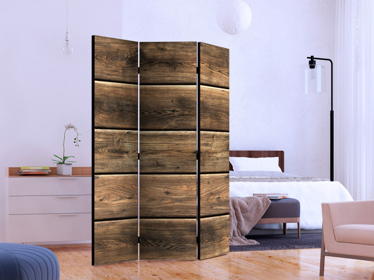 Room Separator Forest Composition - elegant texture of dark wooden planks 133607 additionalImage 2