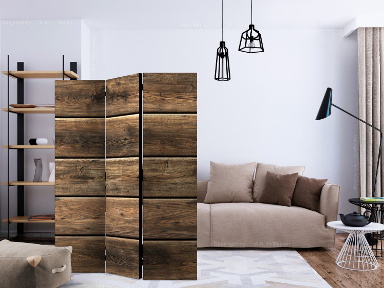 Room Separator Forest Composition - elegant texture of dark wooden planks 133607 additionalImage 4
