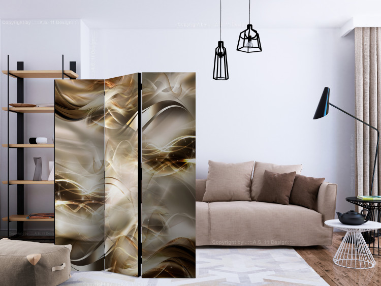 Room Separator Amber River - illusion of golden waves in abstract motif 133707 additionalImage 4