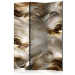 Room Separator Amber River - illusion of golden waves in abstract motif 133707