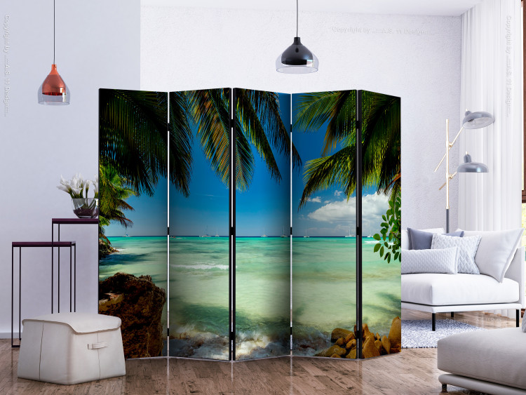 Room Divider Screen Beach Relaxation II - summer seascape amidst tropical vegetation 134007 additionalImage 2