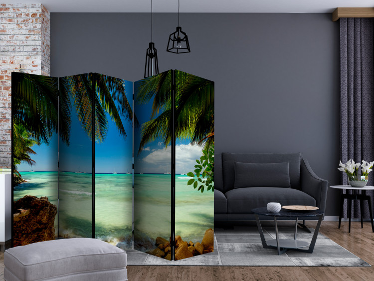 Room Divider Screen Beach Relaxation II - summer seascape amidst tropical vegetation 134007 additionalImage 4