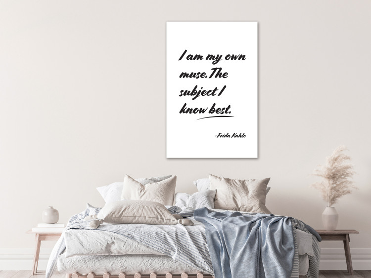 Canvas Art Print Frida Kahlo's words - black and white graphic with English inscription 134207 additionalImage 3