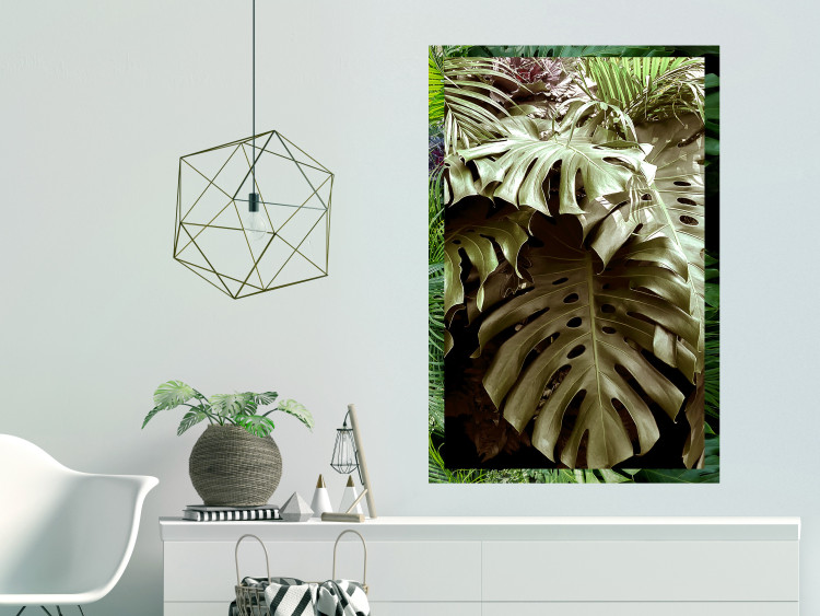 Poster Jungle Nobility - tropical composition of green monstera leaves 134507 additionalImage 2