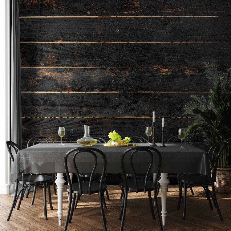 Photo Wallpaper Wooden background - uniform pattern of horizontal black boards with clearances 135107 additionalImage 4