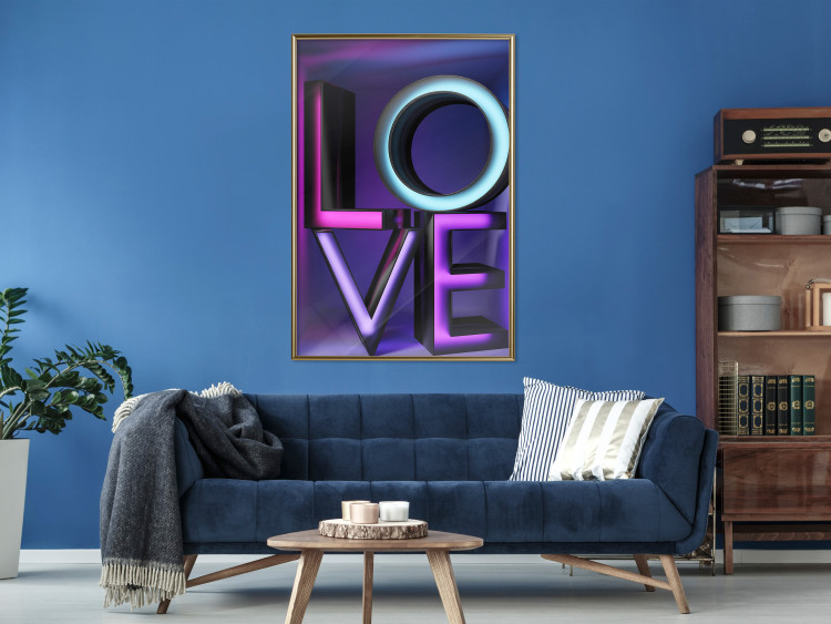 Wall Poster Glassy Love - neon texts with imitation of 3D effect on a colorful background 135507 additionalImage 8