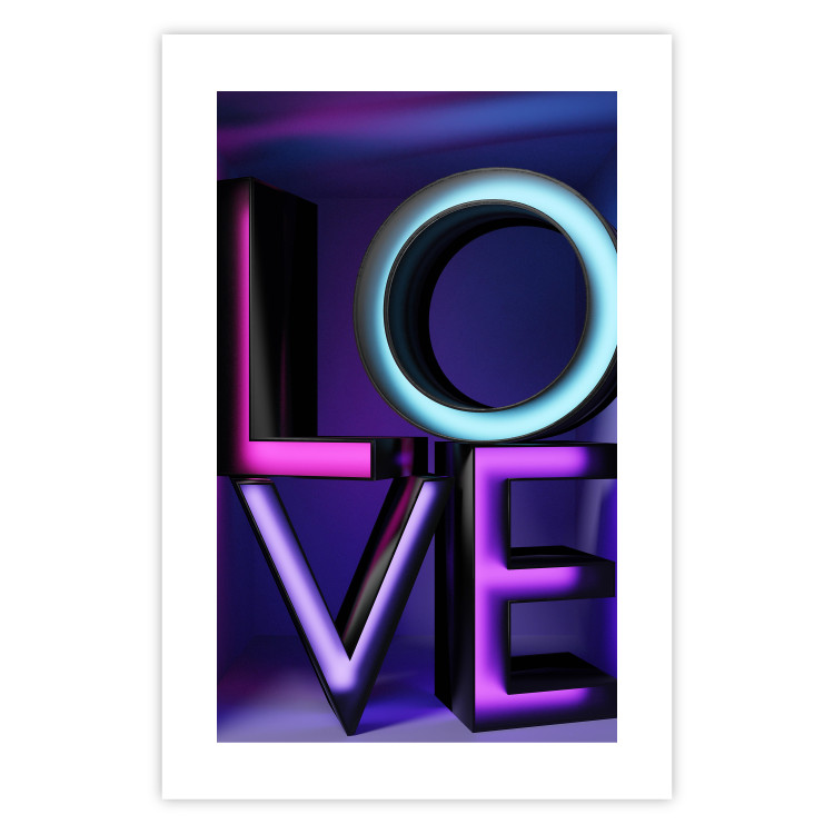 Wall Poster Glassy Love - neon texts with imitation of 3D effect on a colorful background 135507 additionalImage 4