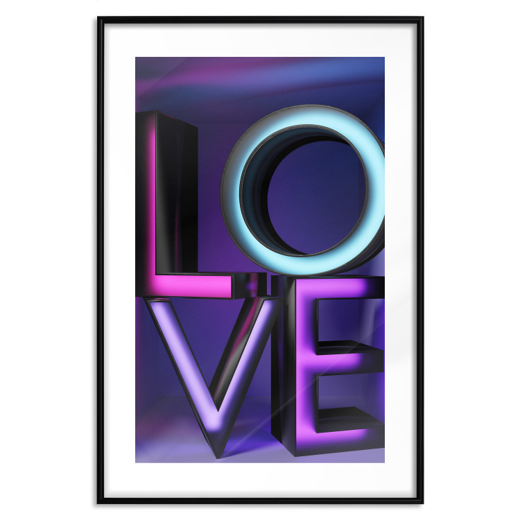 Wall Poster Glassy Love - neon texts with imitation of 3D effect on a colorful background 135507 additionalImage 27