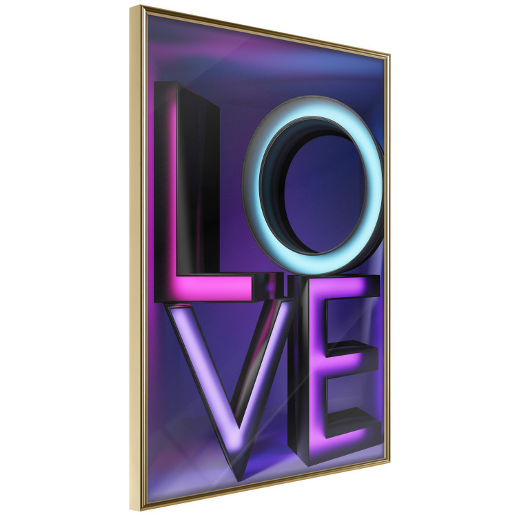 Wall Poster Glassy Love - neon texts with imitation of 3D effect on a colorful background 135507 additionalImage 20
