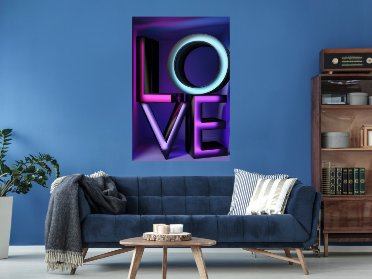 Wall Poster Glassy Love - neon texts with imitation of 3D effect on a colorful background 135507 additionalImage 11